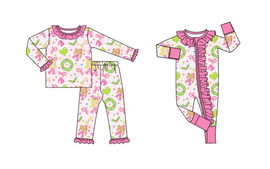 25.9.1 custom each style moq 5eta 4-6week Sibling Sisters Christmas pink baby girl clothes long sleeve pants sets and romper match family design