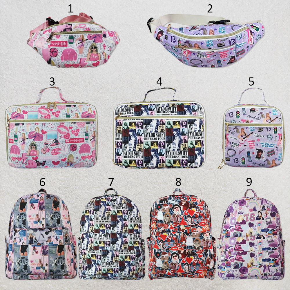 RTS NO MOQ Sibling milk silk Baby Kids Purple Printed School Backpack