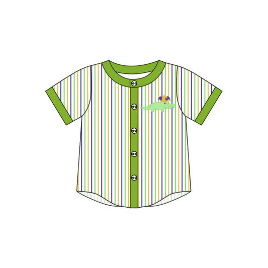 10.9 custom each style moq 5 eta 4-6week baby girls clothes MARDI GRAS striped short sleeve top