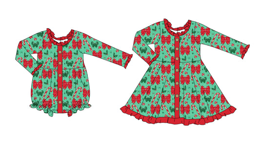 25.5.13 custom each style moq 5eta 4-6week Sibling Sisters Christmas baby girl long sleeve dress and rompers match family design