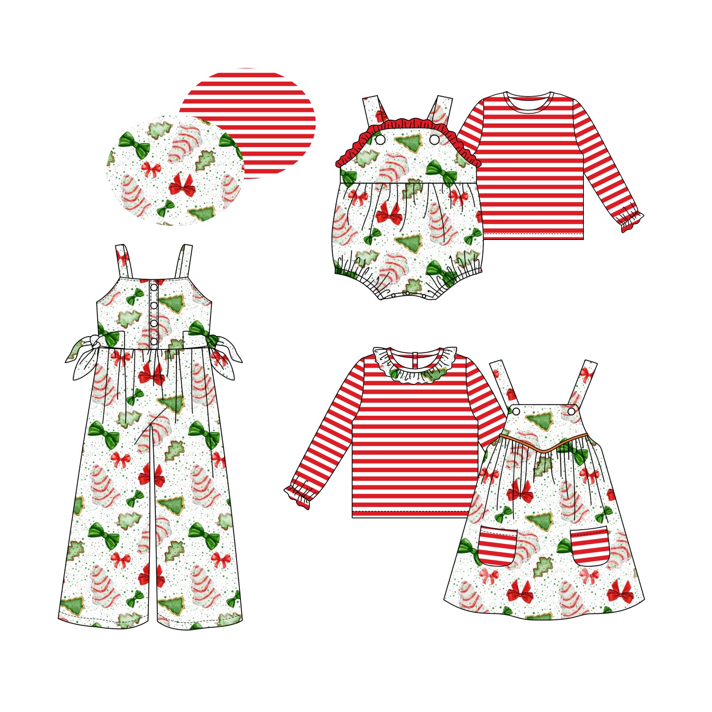 25.5.26 custom each style moq 5eta 4-6week Sibling Sisters Christmas bow baby girls short sleeve dress and short sleeve rompers and top 1 and top 2 and jumpsuit match family design
