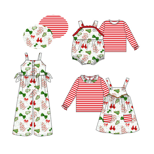 25.5.26 custom each style moq 5eta 4-6week Sibling Sisters Christmas bow baby girls short sleeve dress and short sleeve rompers and top 1 and top 2 and jumpsuit match family design