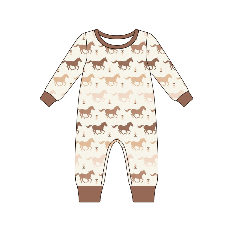 5.21custom each style moq 5eta 4-5week Sibling Sister Gradient horse print brown girls outfits and baby romper match family design