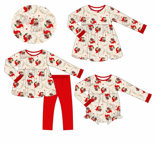 25.6.7 custom each style moq 5eta 4-6week Sibling Sisters Christmas baby girl long sleeve pants sets and dress and rompers match family design