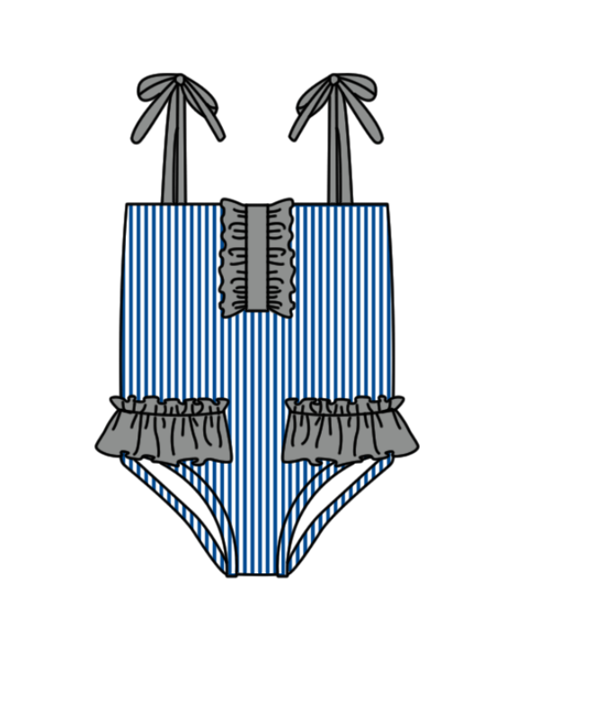 Custom moq 5 mix size milk silk summer teams baby girl boys clothes Blue Two-Piece Swimsuit Set One Piece Swimsuits boy swim trunks