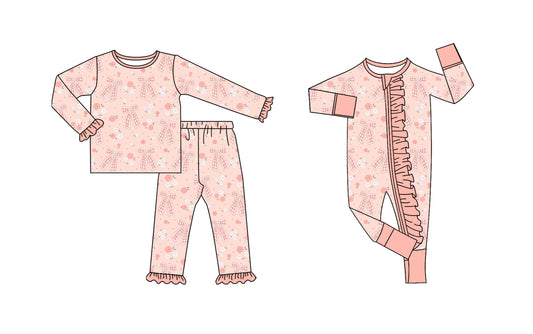 25.7.30 custom each style moq 5eta 4-6week Sibling Sister bow baby girl long sleeve pants sets and rompers match family design