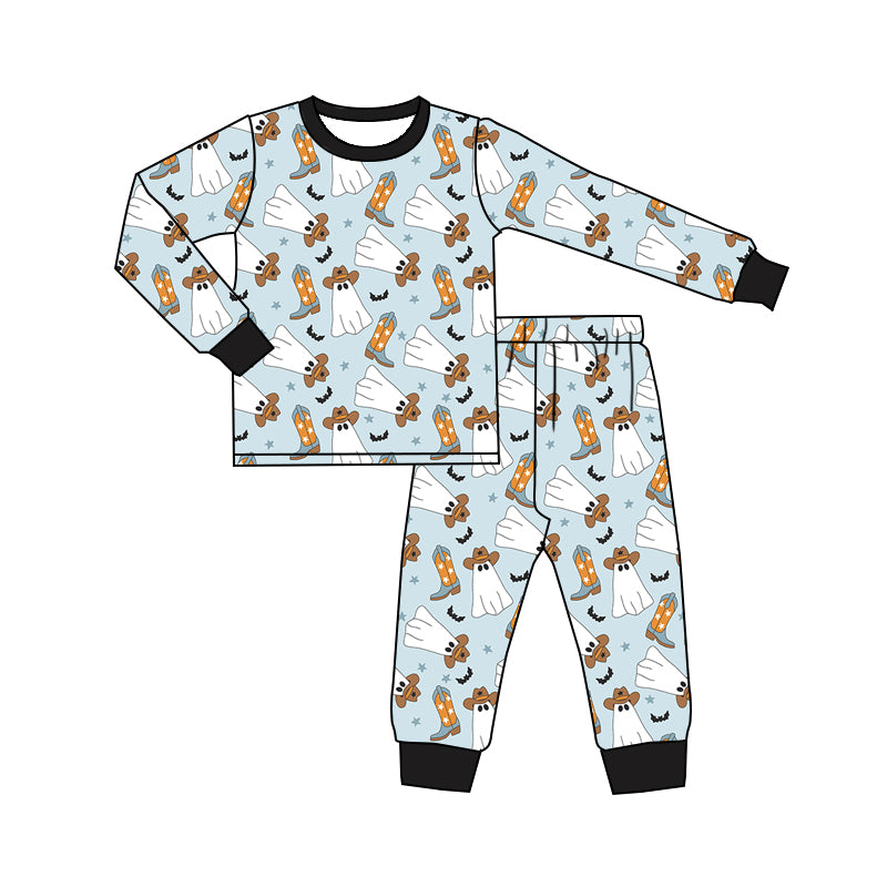5.22 custom each style moq 5eta 4-5week Sibling Sister Halloween ghost boots boys and girls outfits and boys and baby romper match pajamas family pajamas design