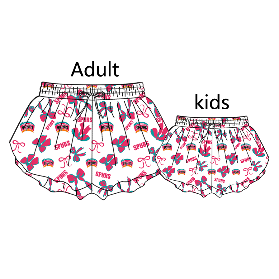 custom moq 5 mix size MSD072202 Kids And Adult Bows Print Yoga Shorts Active Team Bottoms