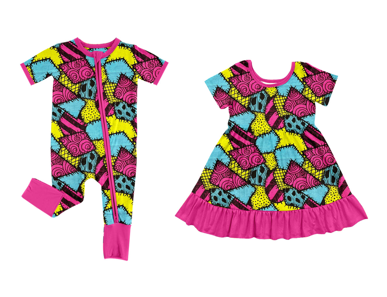 25.8.6 custom each style moq 5eta 4-6week Sibling Sisters baby girl short sleeve dress and rompers match family design