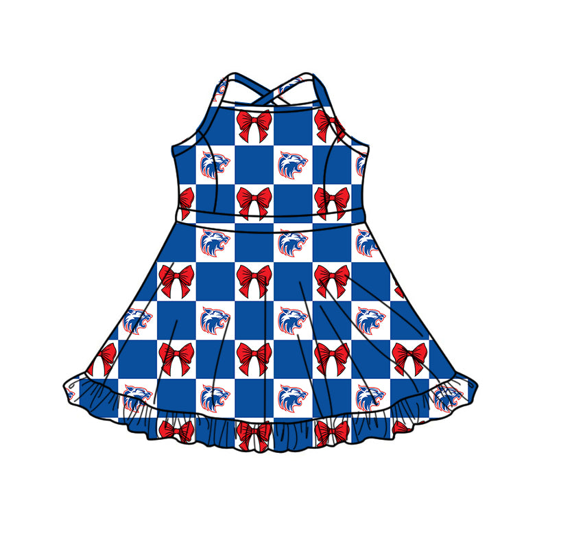 Custom moq 5 mix size milk silk summer teams Blue Checked Bows Baby Girl Sleeveless Red Top Skirt Short Set Dress And Shorts Yoga Outfit Boy's Top Shorts Set Romper