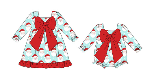 25.8.9 custom each style moq 5eta 4-6week Sibling Sisters Christmas baby girl long sleeve dress and rompers match family design