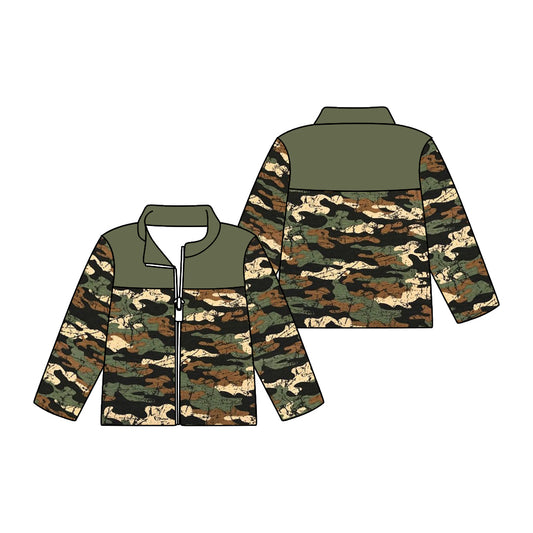 9.23 custom each style moq 5 eta 4-6week baby girls clothes camouflage green long sleeve top