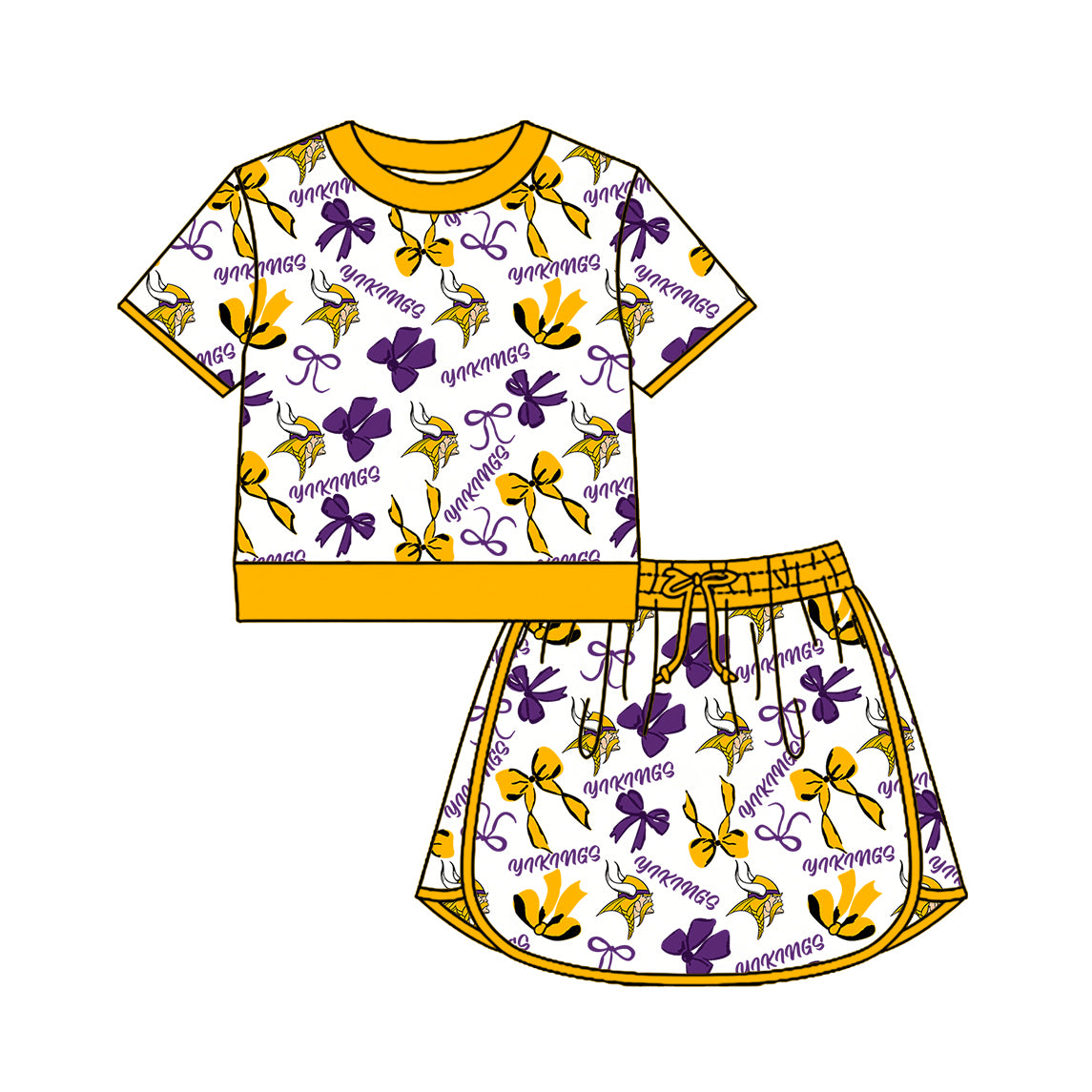Custom moq 5 mix size milk silk summer teams Girls Yellow Polka Dot Top Shorts Set Top Skirt Short Set Zipper Pullover Jogger Pants Set Pullover Tops