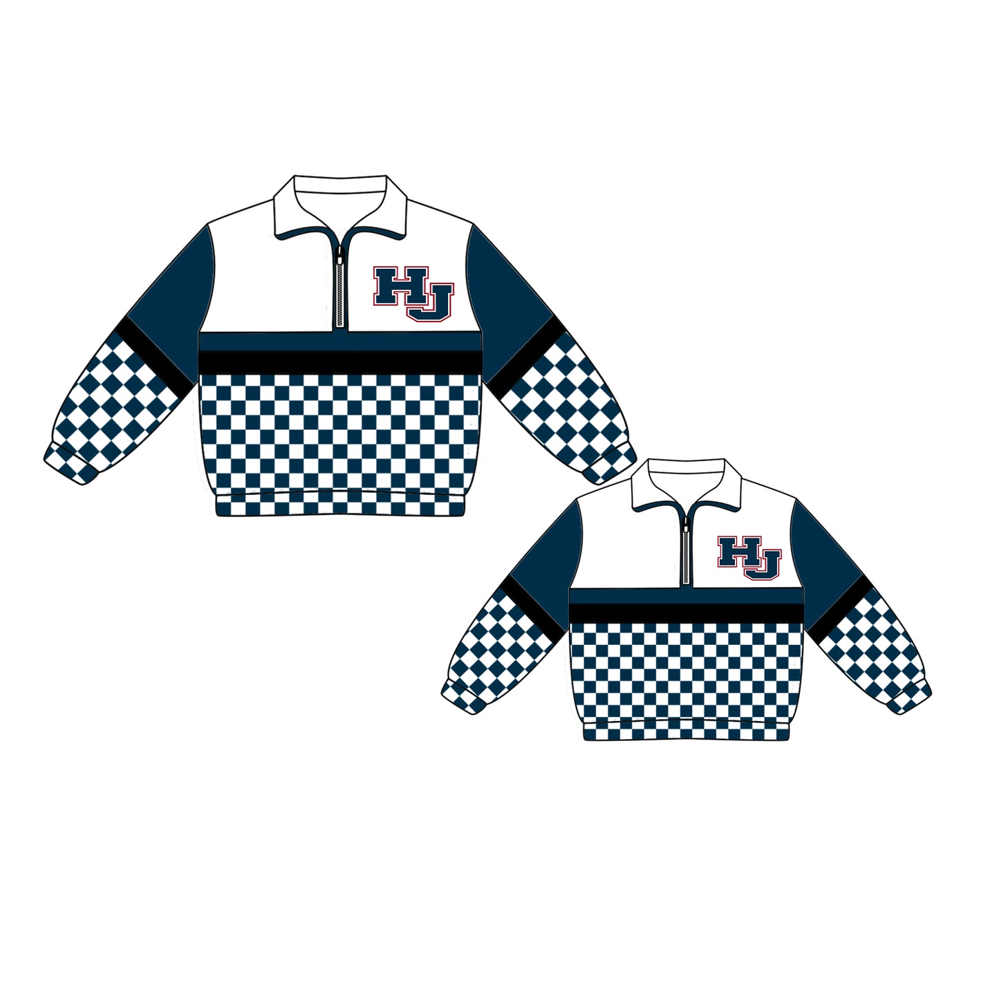 Custom moq 5 mix size milk silk summer teams Daddy and Me Checked Long Sleeve Team Pullover Tops