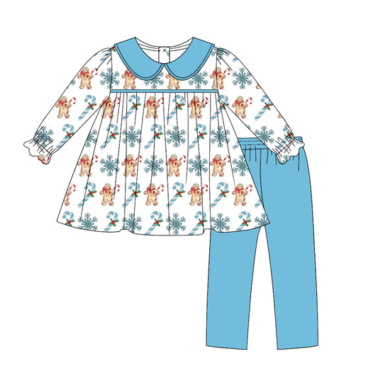 6.27 custom each style moq 5eta 4-6week Sibling Sister Christmas blue baby girls sets and dress match family design