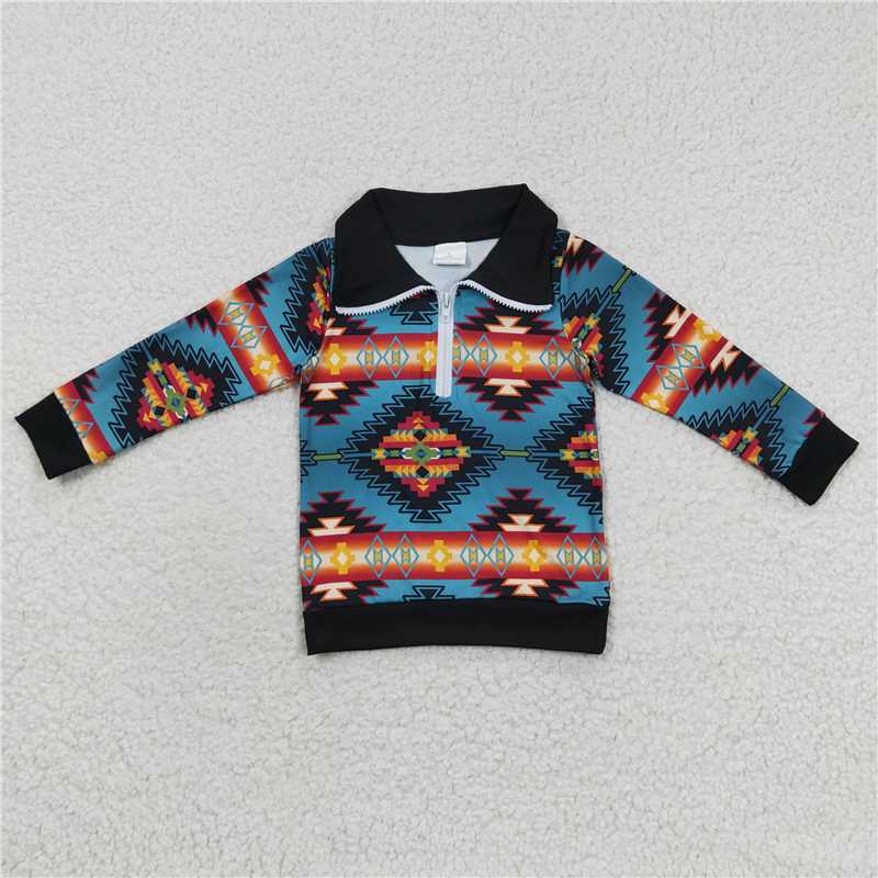 Baby Boy Western Aztec Long Sleeves Zipper Shirt Family siblings set