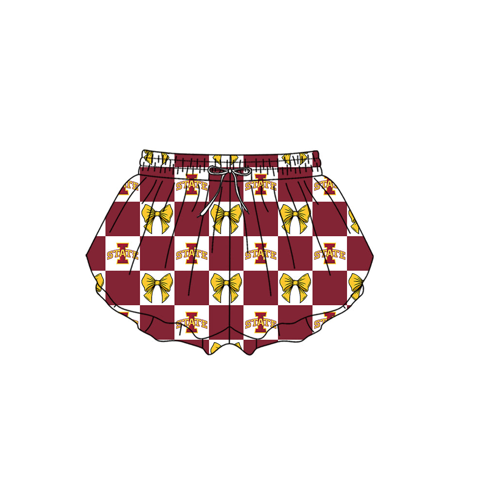 Custom moq 3 or 5 mix size milk silk summer teams baby girl clothes bow dark red sleeveless skirts sets 3 and dresss and shorts-26.1.24