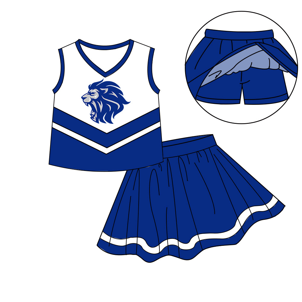 Custom moq 5 mix size milk silk baby girls clothes team bow blue sleeveless skirts sets 1 and set 2 and dress-25.7.19