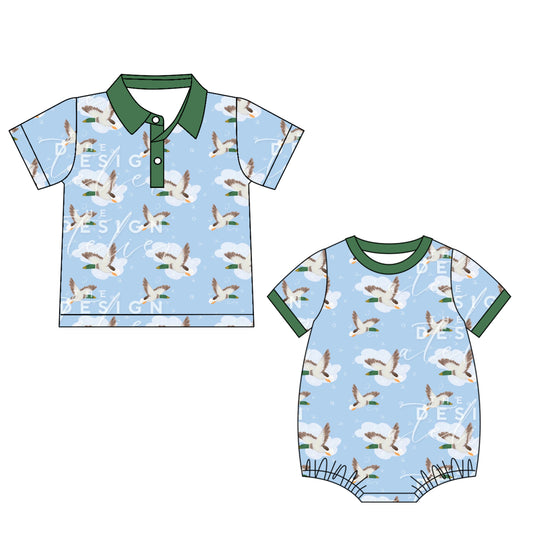 25.5.28 custom each style moq 5eta 4-6week Sibling Sister duck baby boy short sleeve rompers and top match family design