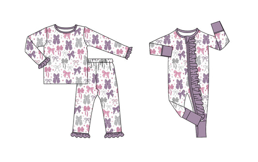 25.9.24 custom each style moq 8 eta 6-8week Sibling Sisters bow baby girl clothes long sleeve pants sets and romper match family design
