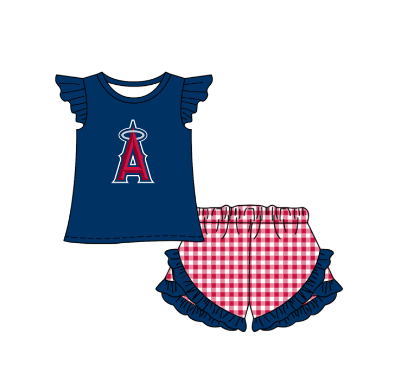 Custom moq 5 mix size milk silk summer teams Baby Boys And Girls Navy Blue Short-Sleeved Shirt And Shorts Set Matching Striped Rompers Outfit Set