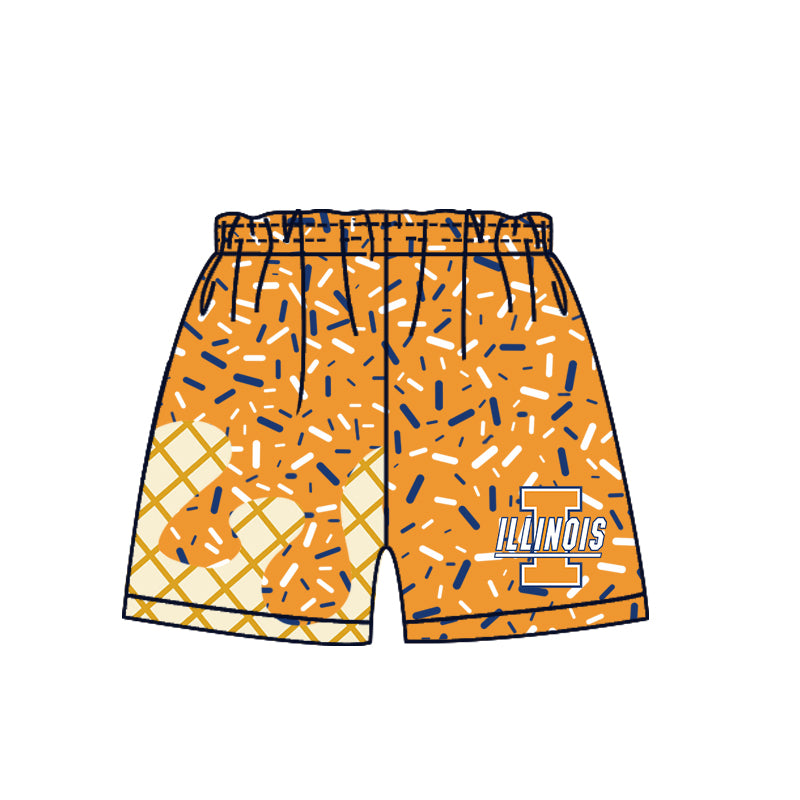 Custom summer teams baby girls clothes team orange hooded long sleeve tops and short sleeve top and dress and pants and shorts-25.5.29