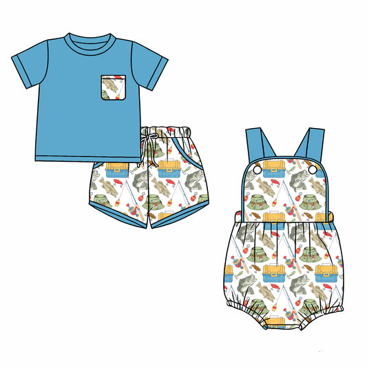 26.1.1 custom each style moq 5 eta 6-8week Sibling Sister fish baby boy short sleeve shorts sets and romper match design