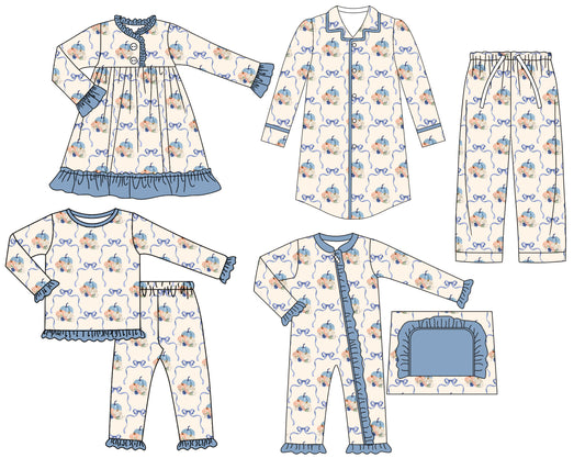 25.6.24 custom each style moq 5eta 4-6week Sibling Sisters halloween bow baby girl long sleeve pants sets and adult top and adult pants and romper and dress match family design