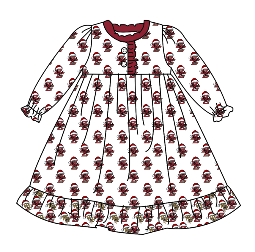 custom moq 5 tat about 4-6 weeks Red and white long-sleeved team pajamas girls nightdress