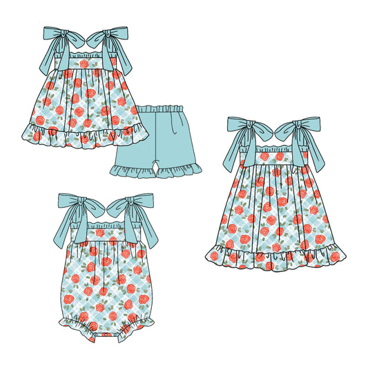 3.21 Custom moq 5 mix size Sibling Cute Clothes Baby Girl's Strap Top And Short Set Matching Romper Dress for Summer