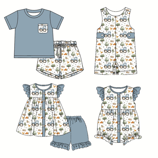 3.22 custom each style moq 5eta 4-6week Sibling Sister baby girl short sleeve shorts sets and sets 2 and boy romper and girl romper match design