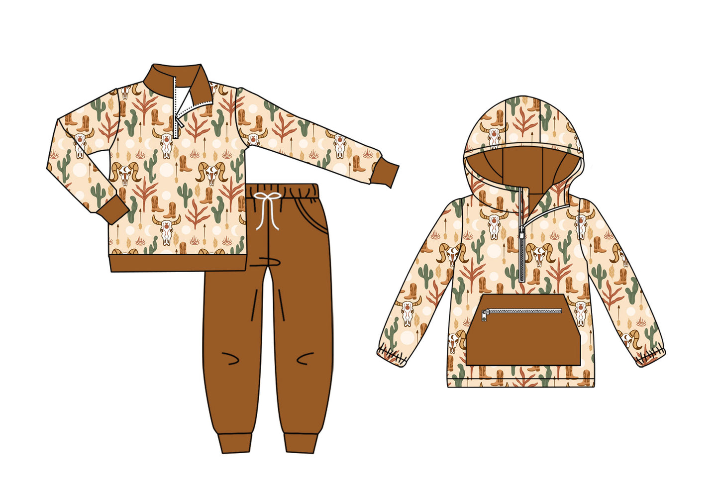 25.8.29 custom each style moq 5eta 4-6week Sibling Sisters boot cow head baby boy long sleeve pants sets and top match family design