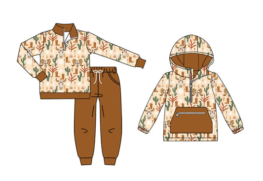 25.8.29 custom each style moq 5eta 4-6week Sibling Sisters boot cow head baby boy long sleeve pants sets and top match family design