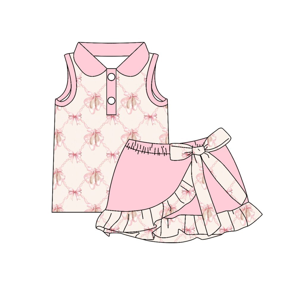 26.1.24 custom each style moq 5 eta 6-8week Sibling Sisters ballet shoes baby girl clothes short sleeve skirts sets 3 match family design