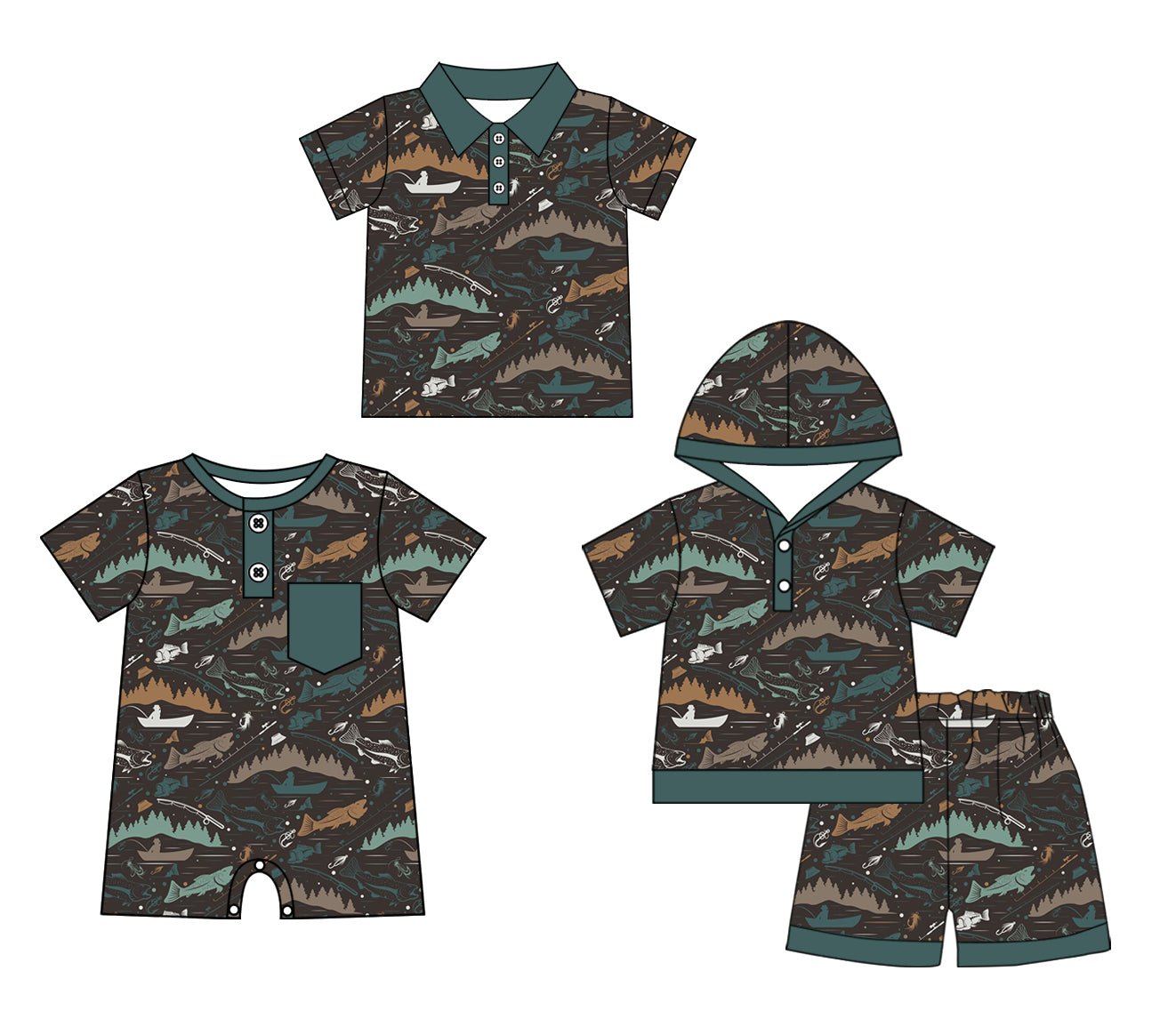 11.25 custom each style moq 5eta 4-6week Sibling Sister fish baby boy short sleeve shorts sets and rompers match design