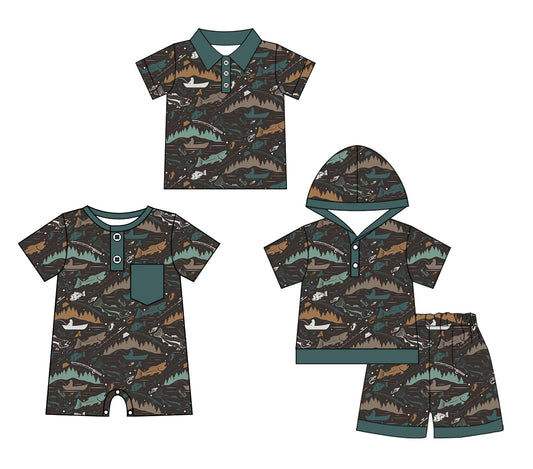 11.25 custom each style moq 5eta 4-6week Sibling Sister fish baby boy short sleeve shorts sets and rompers match design