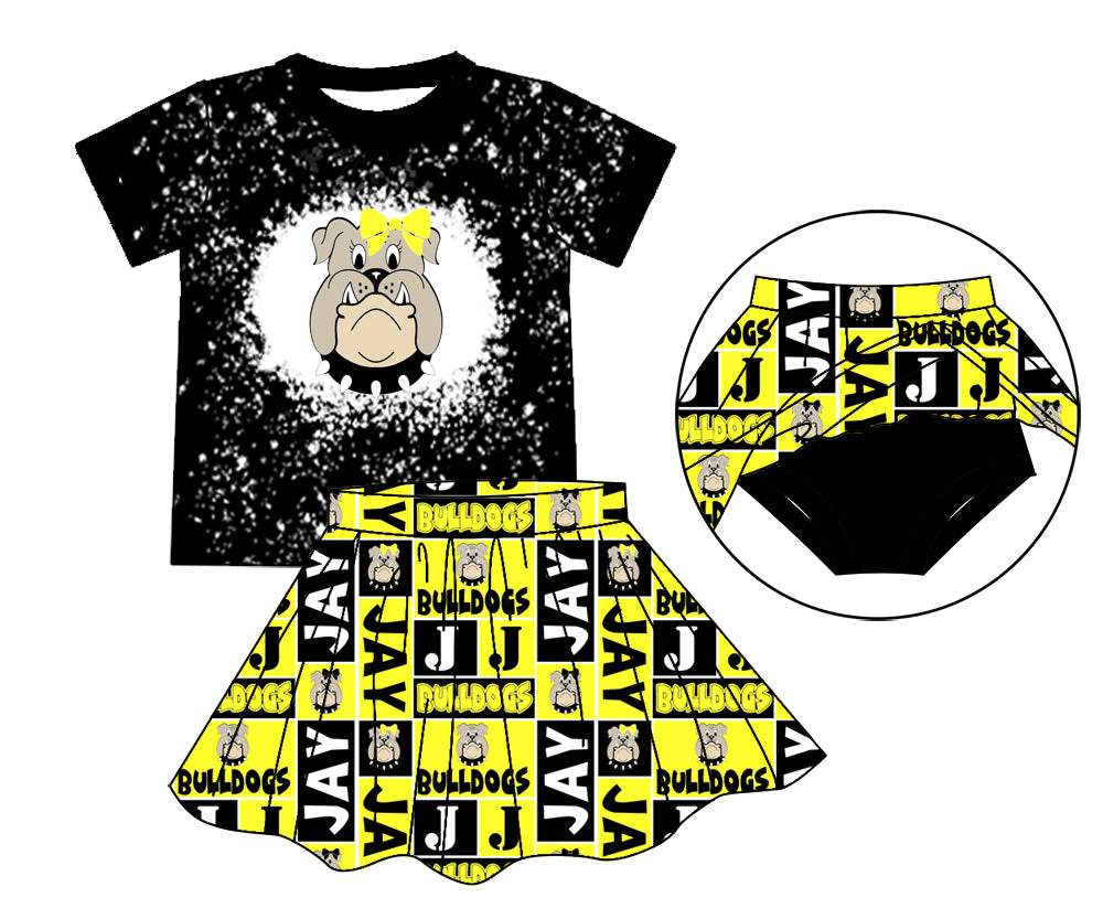 Deadline: May 20 custom no moq eta 5-6weeks GGG yellow girls skirts setsgirls sets  team