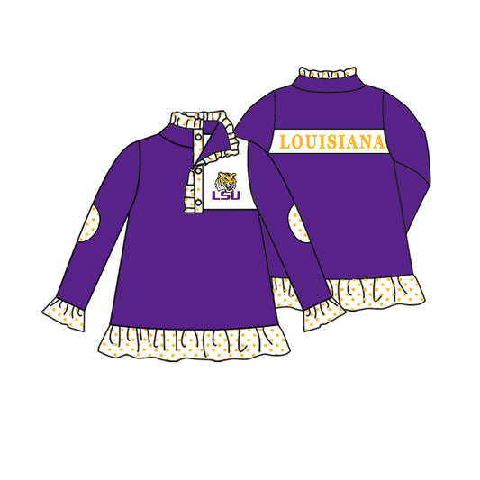 Custom moq 5 mix size milk silk summer teams baby girls boy clothes purple long sleeve top 2-25.8.27