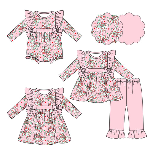 25.6.18 custom each style moq 5eta 4-6week Sibling Sisters Christmas baby girl long sleeve pants sets and dress and rompers match family design