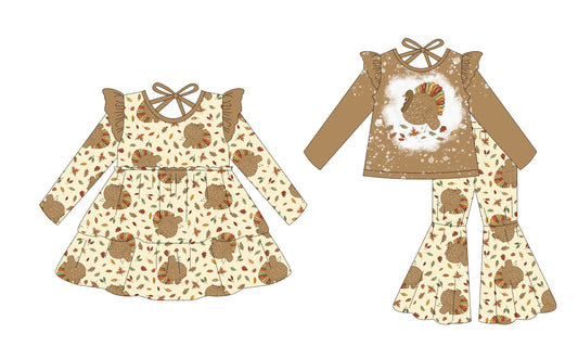 25.7.21 custom each style moq 5eta 4-6week Sibling Sisters turkey baby girl long sleeve pants sets and dress match family design