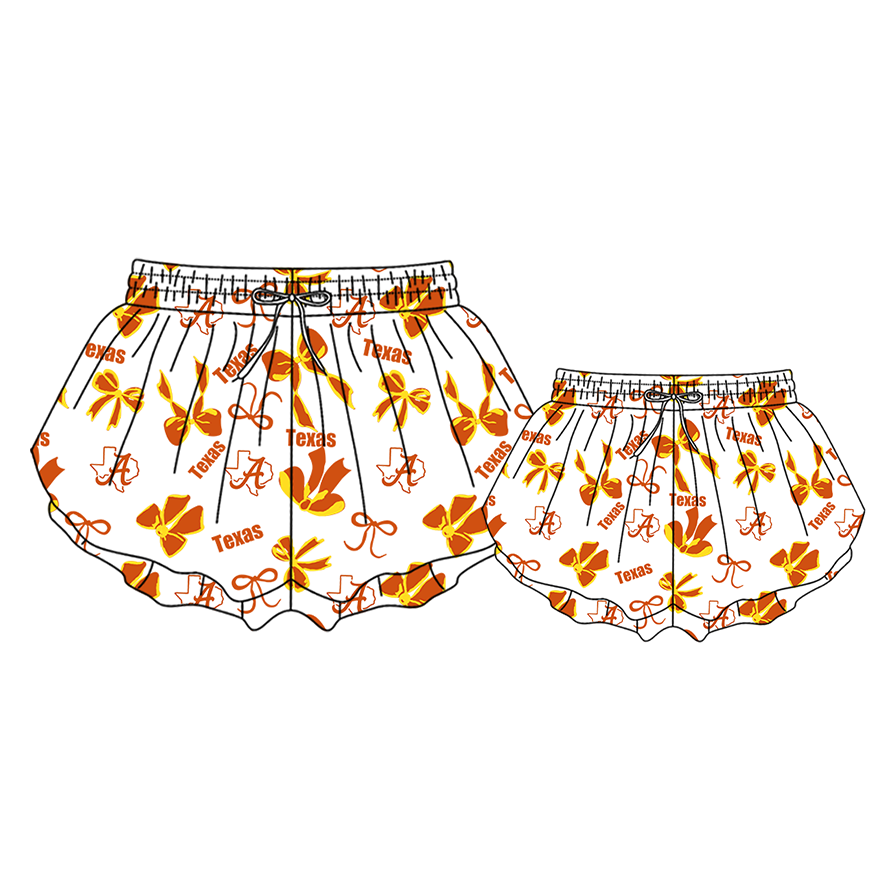 custom moq 5 mix size MSD072102 Kids And Adult Bows Print Yoga Shorts Active Wear Team Bottoms