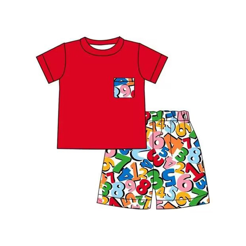 5.11custom each style moq 5eta 4-5week Sibling Sister number prints red girls and boys outfits and baby romper match family design