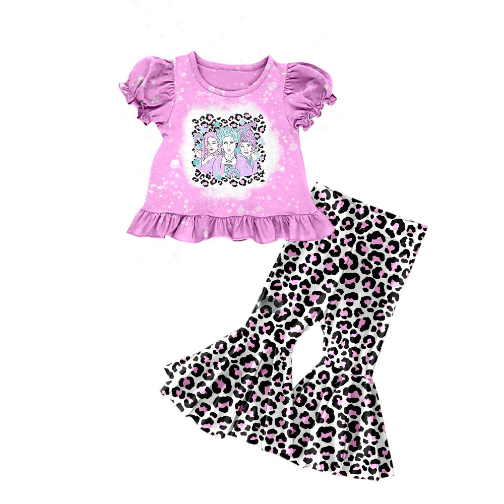 5.11custom each style moq 5eta 4-5week Sibling Sister three sisters leopard print plant prints girls outfits and baby romper and top match family design
