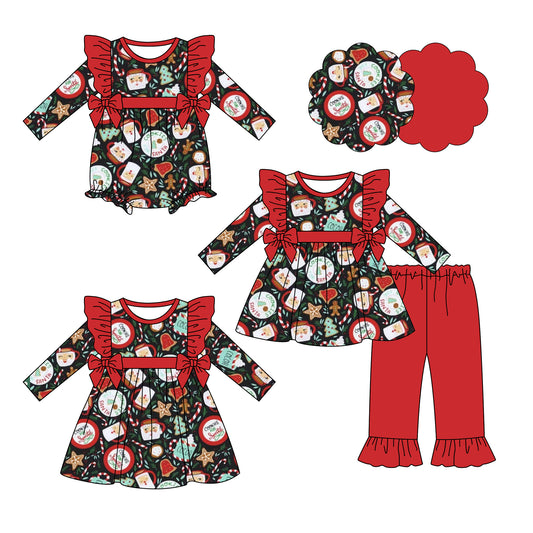25.6.16 custom each style moq 5eta 4-6week Sibling Sisters Christmas baby girl long sleeve pants sets and dress and rompers match family design