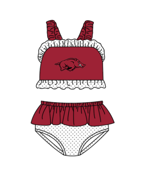 Custom moq 5 mix size milk silk summer teams baby girl boys clothes Red Two-Piece Swimsuit Set One Piece Swimsuits boy swim trunks