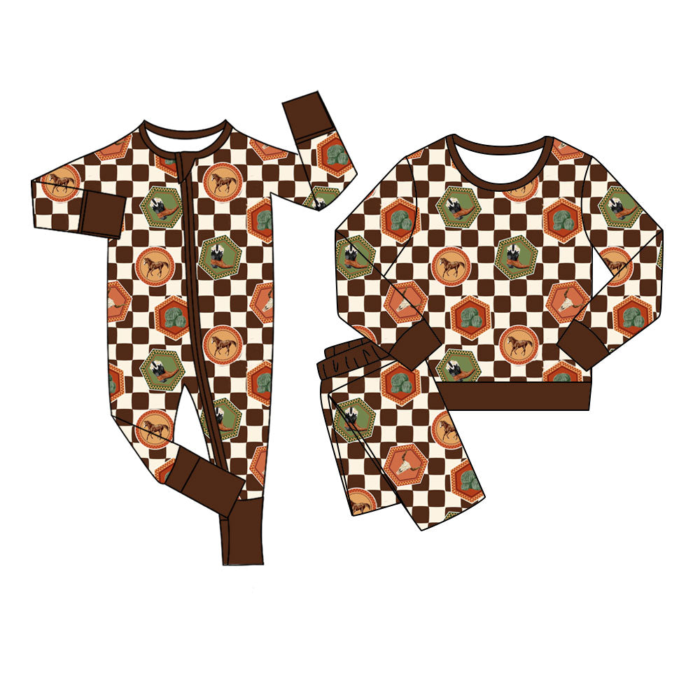 25.11.7 custom each style moq 5 eta 6-8week Sibling Sisters riding horse cow head baby boy clothes long sleeve pants sets and romper match family design