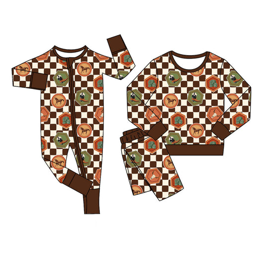 25.11.7 custom each style moq 5 eta 6-8week Sibling Sisters riding horse cow head baby boy clothes long sleeve pants sets and romper match family design