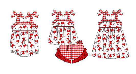 11.30 custom each style moq 5eta 4-6week Sibling Sister baseball bow baby girl short sleeve shorts sets and dress and rompers match family design