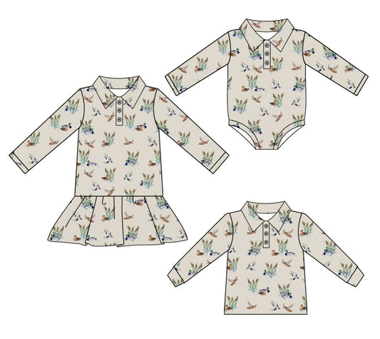 25.10.14 custom each style moq 5 eta 6-8week Sibling Sisters duck baby girl long sleeve dress and rompers and top match family design