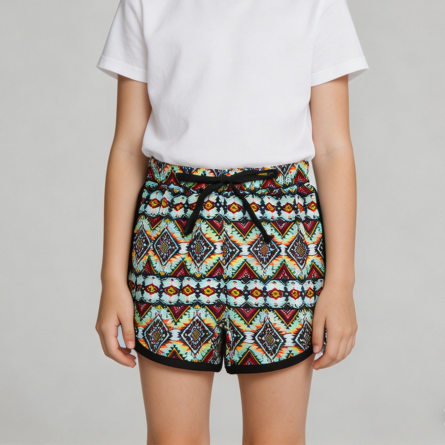 RTS NO MOQ milk silk SS0452 Adult Women High Waist Western Aztec Summer Shorts